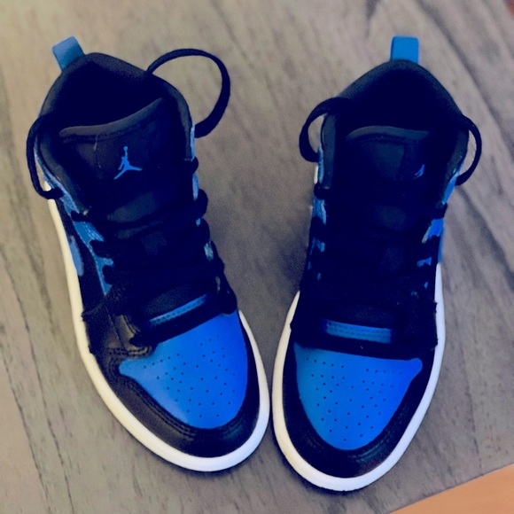 AIR JORDAN 1 MID Pre School "Royal 2020" Black/Blue 12C - Picture 4 of 5